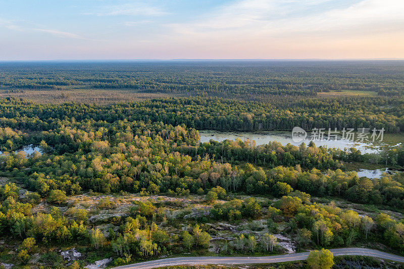 黄昏时的Muskoka Torrance Barrens Dark-Sky保护区，Gravenhurst，加拿大